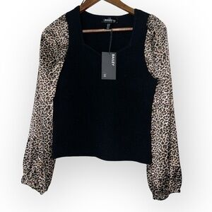 Bailey 44 NWT leopard print sleeve blouse SIZE MEDIUM